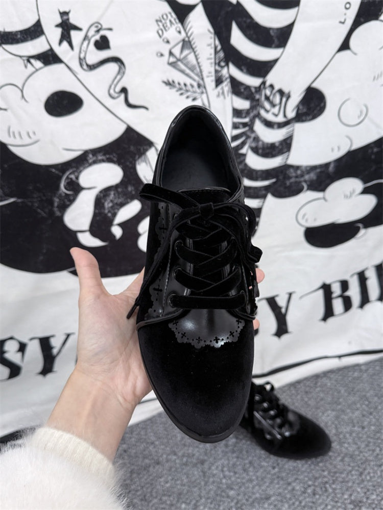 Chunky Heeled Gothic Ribbon Pumps【s0000016795】