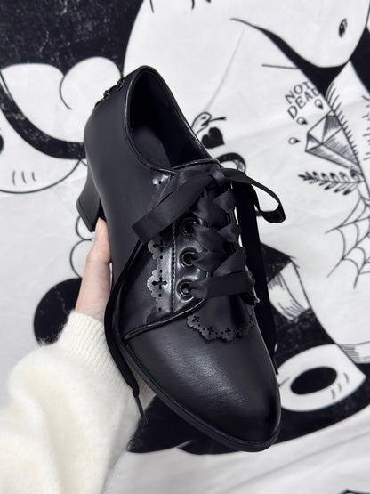 Chunky Heeled Gothic Ribbon Pumps【s0000016795】