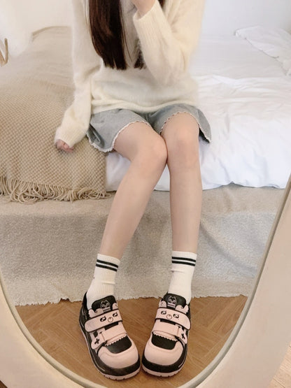 Bear Collaboration Running Multi-Colored Cute Platform Sneakers【s0000016797】