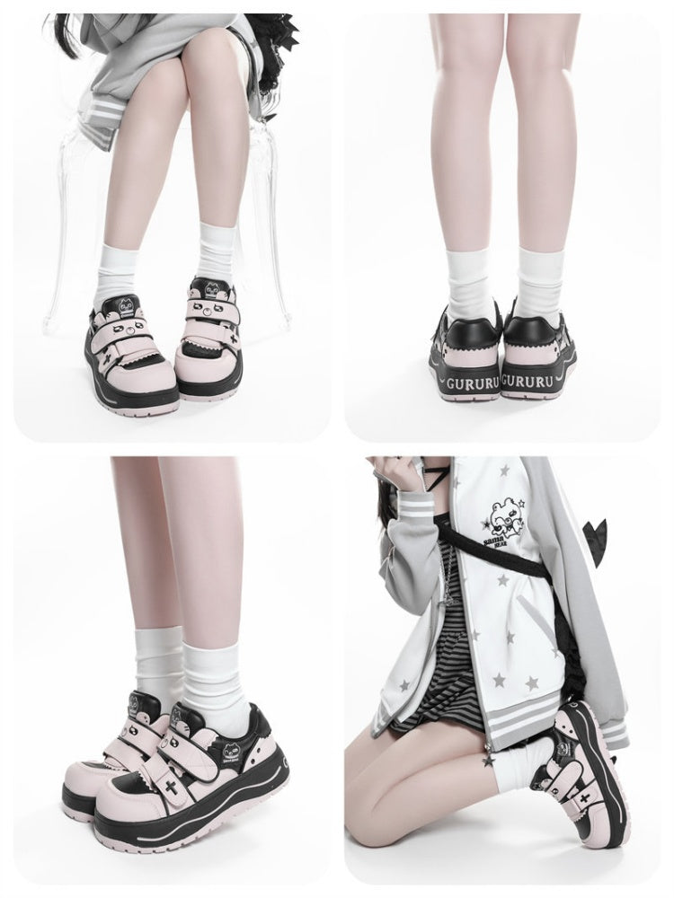 Bear Collaboration Running Multi-Colored Cute Platform Sneakers【s0000016797】