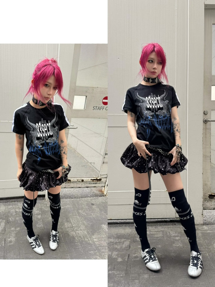 Satin Webbing Double Crocodile Short-Sleeve T-Shirt【s0000016799】