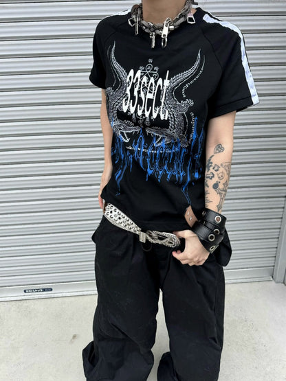 Satin Webbing Double Crocodile Short-Sleeve T-Shirt【s0000016799】
