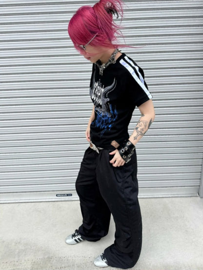Satin Webbing Double Crocodile Short-Sleeve T-Shirt【s0000016799】