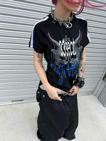 Satin Webbing Double Crocodile Short-Sleeve T-Shirt【s0000016799】