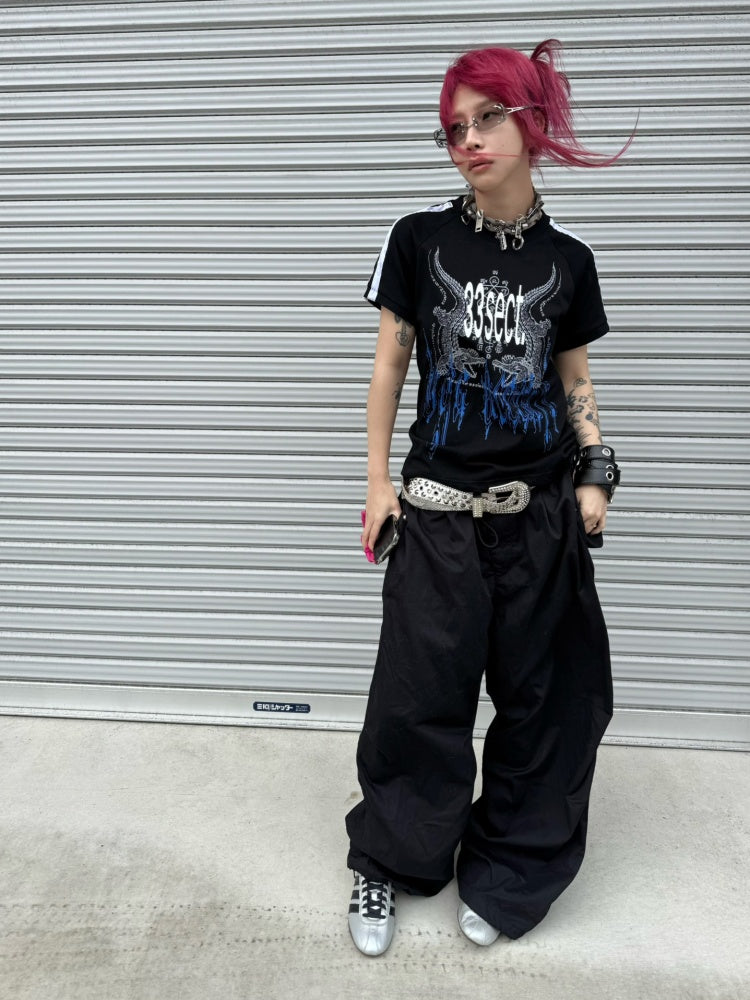 Satin Webbing Double Crocodile Short-Sleeve T-Shirt【s0000016799】