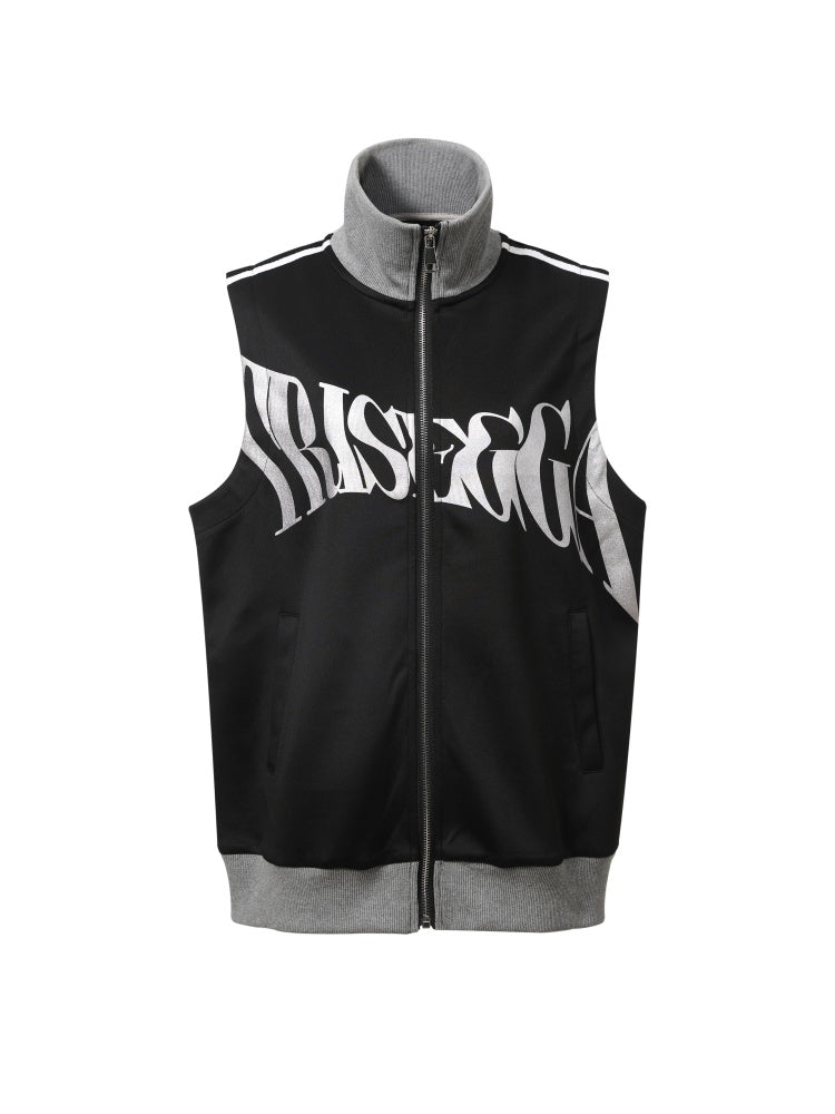 Silver Logo Stand Up Collar Punk Vest【s0000016800】