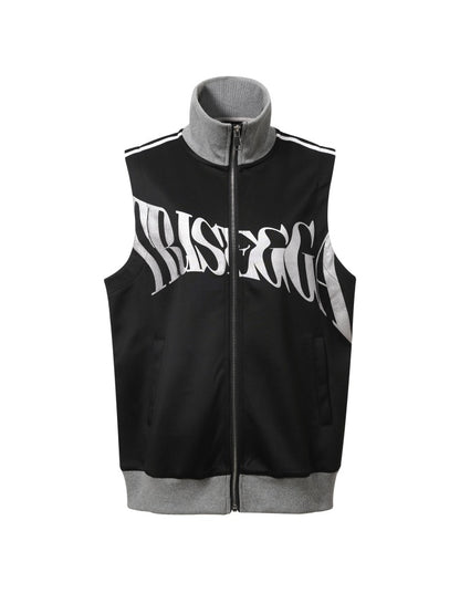 Silver Logo Stand Up Collar Punk Vest【s0000016800】