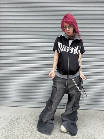 Silver Logo Stand Up Collar Punk Vest【s0000016800】