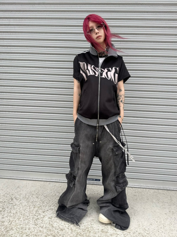 Silver Logo Stand Up Collar Punk Vest【s0000016800】
