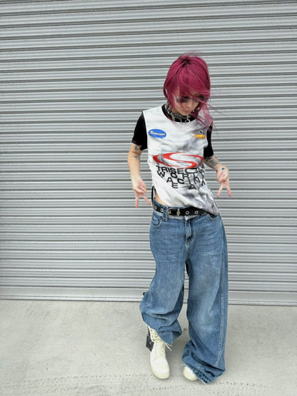 Racing Digital Drawstring Crew Neck Short-Sleeve T-Shirt【s0000016801】