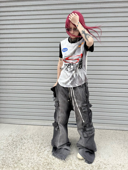 Racing Digital Drawstring Crew Neck Short-Sleeve T-Shirt【s0000016801】