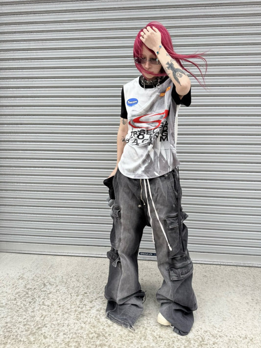 Racing Digital Drawstring Crew Neck Short-Sleeve T-Shirt【s0000016801】