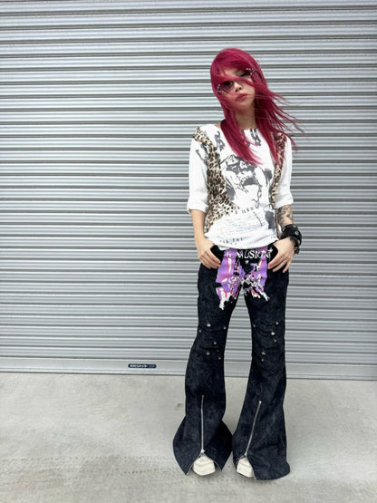 Leopard Vest Raw Edge Distressed Faux Layered T-Shirt【s0000016802】