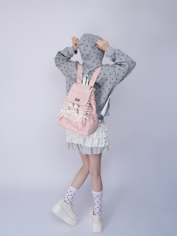 Rabbit Ears Cute School Backpack Pink【s0000016803】