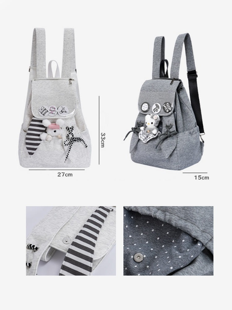 Rabbit Ears Cute School Backpack Gray/White【s0000016804】