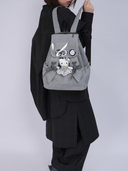 Rabbit Ears Cute School Backpack Gray/White【s0000016804】