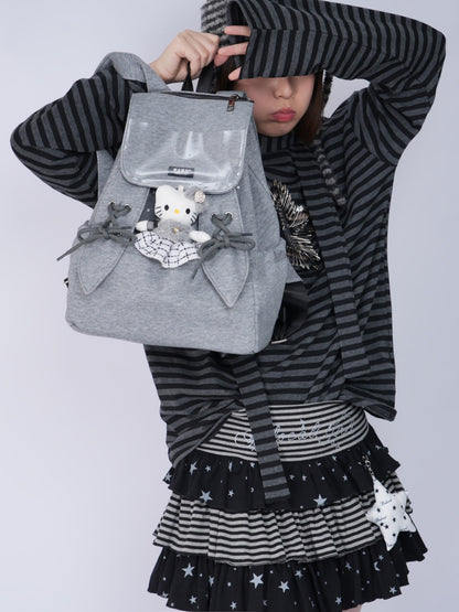 Rabbit Ears Cute School Backpack Gray/White【s0000016804】