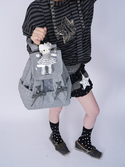 Rabbit Ears Cute School Backpack Gray/White【s0000016804】
