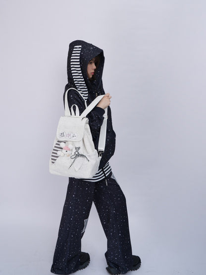 Rabbit Ears Cute School Backpack Gray/White【s0000016804】