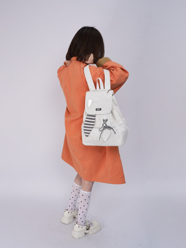 Rabbit Ears Cute School Backpack Gray/White【s0000016804】