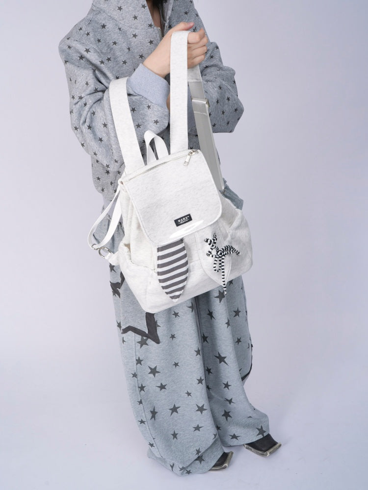 Rabbit Ears Cute School Backpack Gray/White【s0000016804】