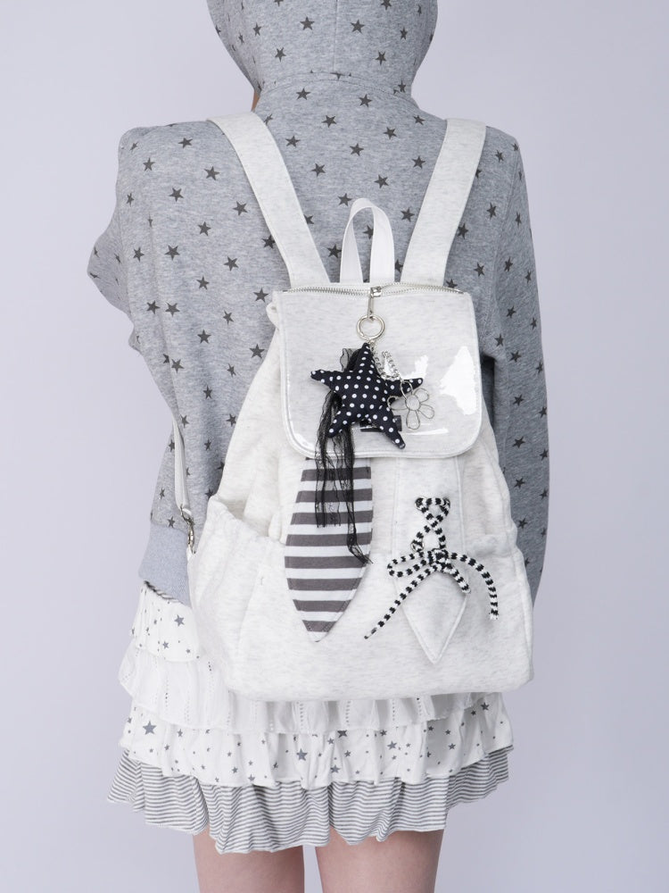 Rabbit Ears Cute School Backpack Gray/White【s0000016804】