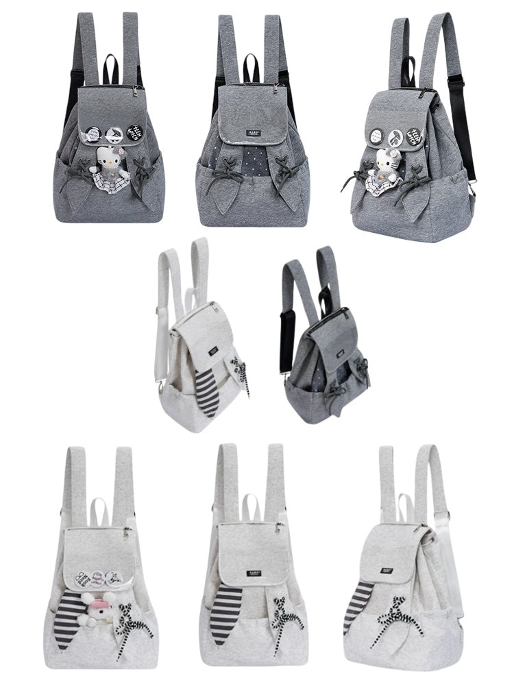Rabbit Ears Cute School Backpack Gray/White【s0000016804】
