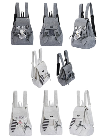 Rabbit Ears Cute School Backpack Gray/White【s0000016804】