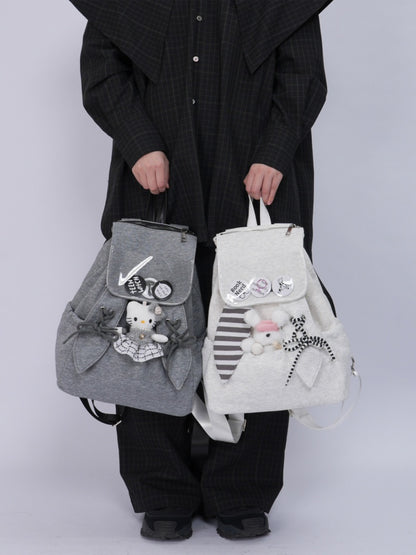 Rabbit Ears Cute School Backpack Gray/White【s0000016804】