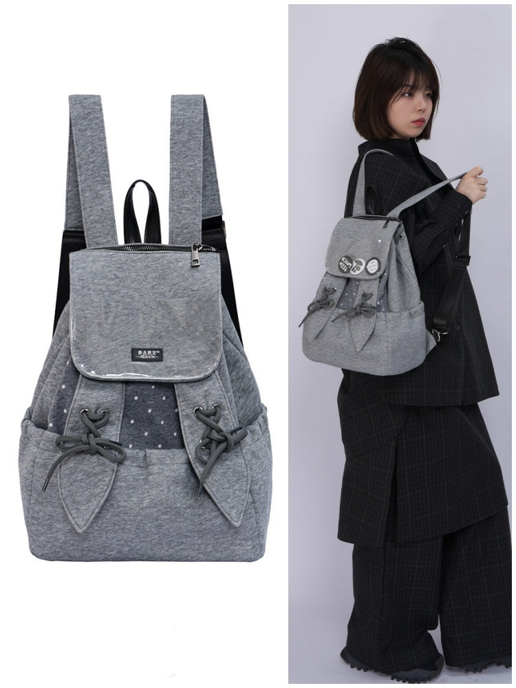 Rabbit Ears Cute School Backpack Gray/White【s0000016804】