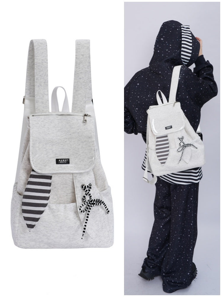 Rabbit Ears Cute School Backpack Gray/White【s0000016804】