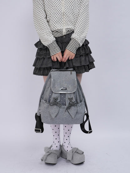 Rabbit Ears Cute School Backpack Gray/White【s0000016804】