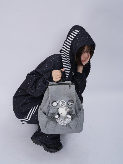 Rabbit Ears Cute School Backpack Gray/White【s0000016804】