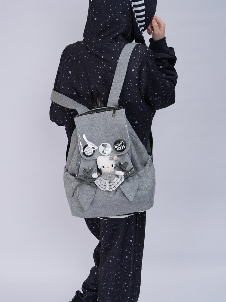 Rabbit Ears Cute School Backpack Gray/White【s0000016804】