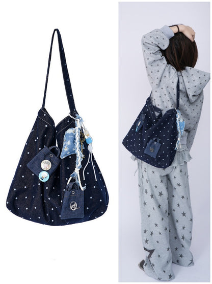 Denim One Shoulder Crossbody Large Capacity Bag【s0000016805】