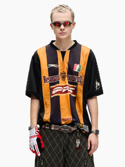 American Vintage Jersey Short Sleeve Striped Stitching Quick Dry T-Shirt【s0000016808】
