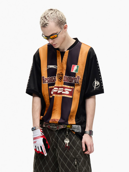 American Vintage Jersey Short Sleeve Striped Stitching Quick Dry T-Shirt【s0000016808】