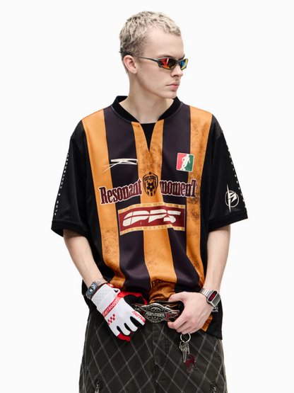 American Vintage Jersey Short Sleeve Striped Stitching Quick Dry T-Shirt【s0000016808】