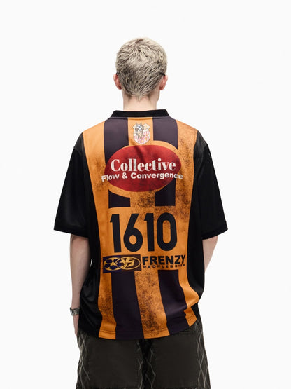 American Vintage Jersey Short Sleeve Striped Stitching Quick Dry T-Shirt【s0000016808】