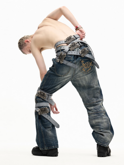 Double Headed Eagle Vintage Distressed Cowhide Wax Craft Belt【s0000016809】