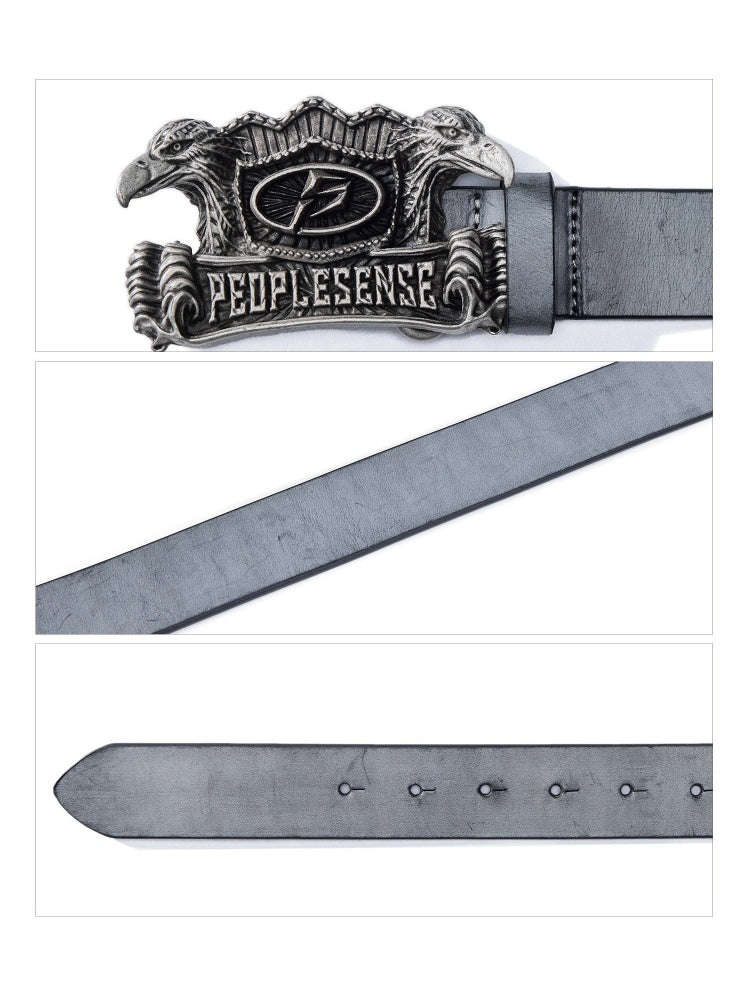 Double Headed Eagle Vintage Distressed Cowhide Wax Craft Belt【s0000016809】