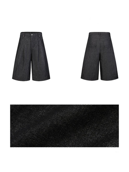 Heavy Duty Denim Cropped Pleated Street Loose Shorts Pants【s0000016810】