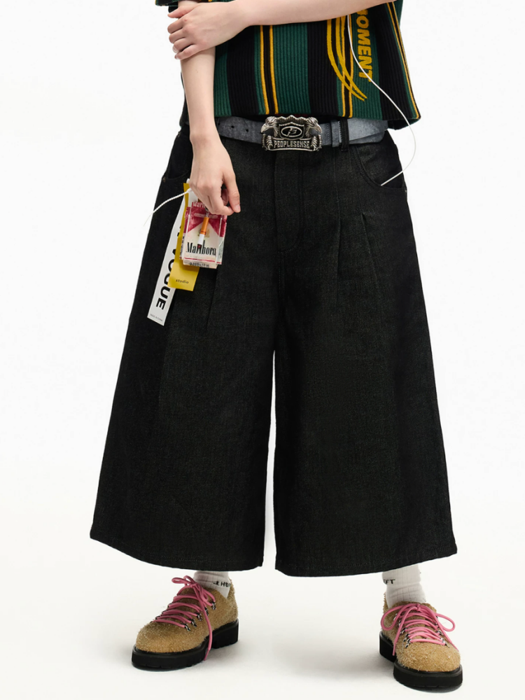 Heavy Duty Denim Cropped Pleated Street Loose Shorts Pants【s0000016810】