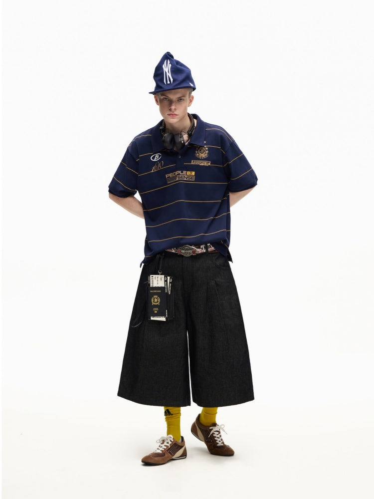 Heavy Duty Denim Cropped Pleated Street Loose Shorts Pants【s0000016810】