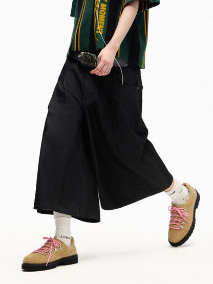 Heavy Duty Denim Cropped Pleated Street Loose Shorts Pants【s0000016810】