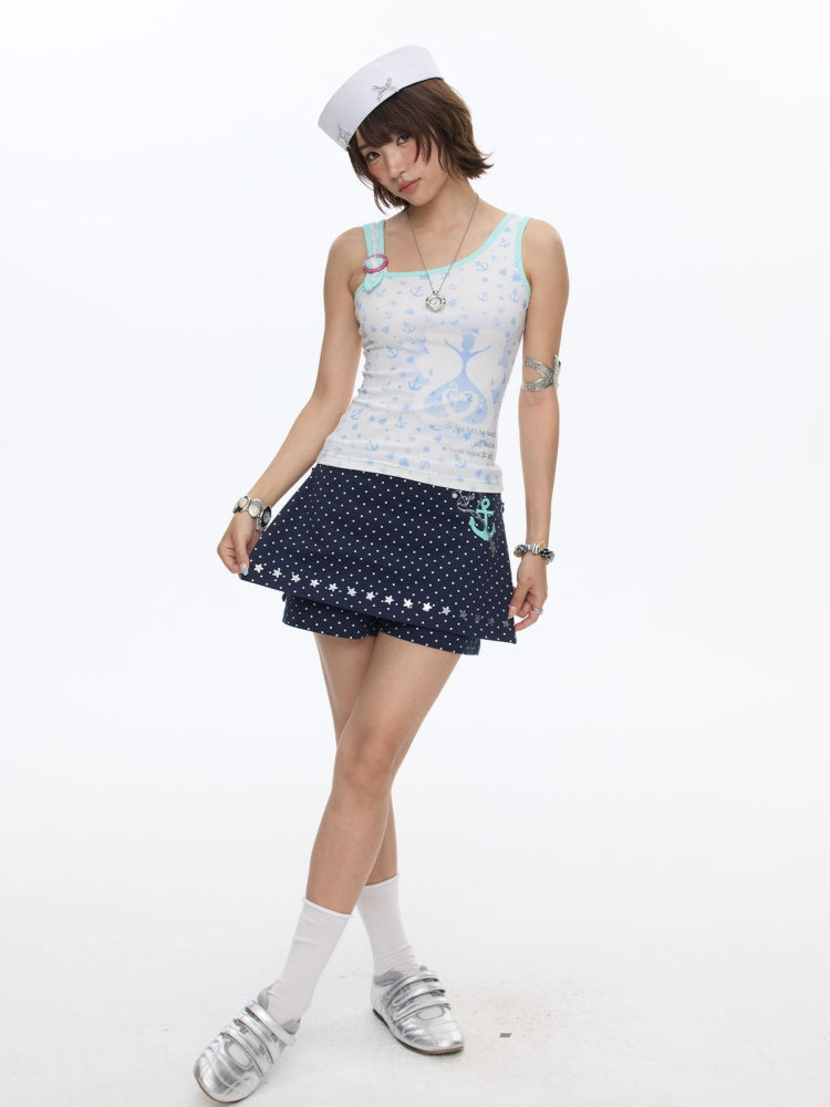 Summer Polka Dot Print Culottes Skirt【s0000016811】