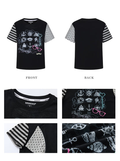 Stitched Printed Raglan Short Sleeve T-Shirt【s0000016812】