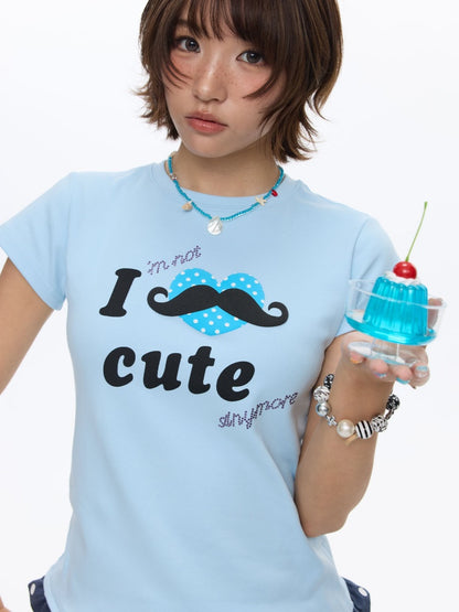 Beard Polka Dot Lace Rhinestone Short-Sleeved T-Shirt【s0000016813】
