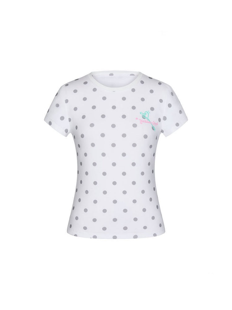 Multi-Colored Short Sleeve Slim Polka Dot Stripe T-Shirt【s0000016816】