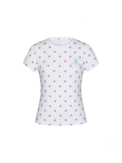 Multi-Colored Short Sleeve Slim Polka Dot Stripe T-Shirt【s0000016816】